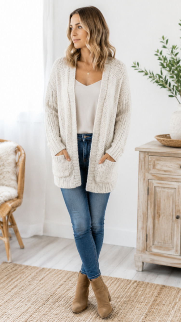 Abercrombie & Fitch Cream Cardigan Pockets medium cottagecore bohemian sweater